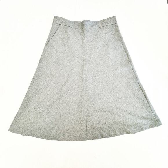 Theory Wool Blend Round Skater Skirt Heather Grey Knee Length Size 8 - Picture 1 of 5